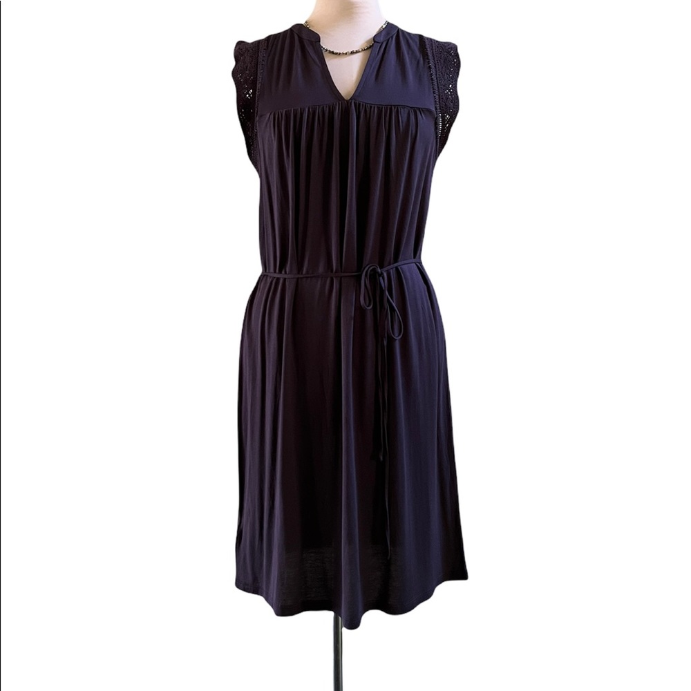 NWT Ann Taylor LOFT Purple sleeveless dress w/ crochet detail, size Medium